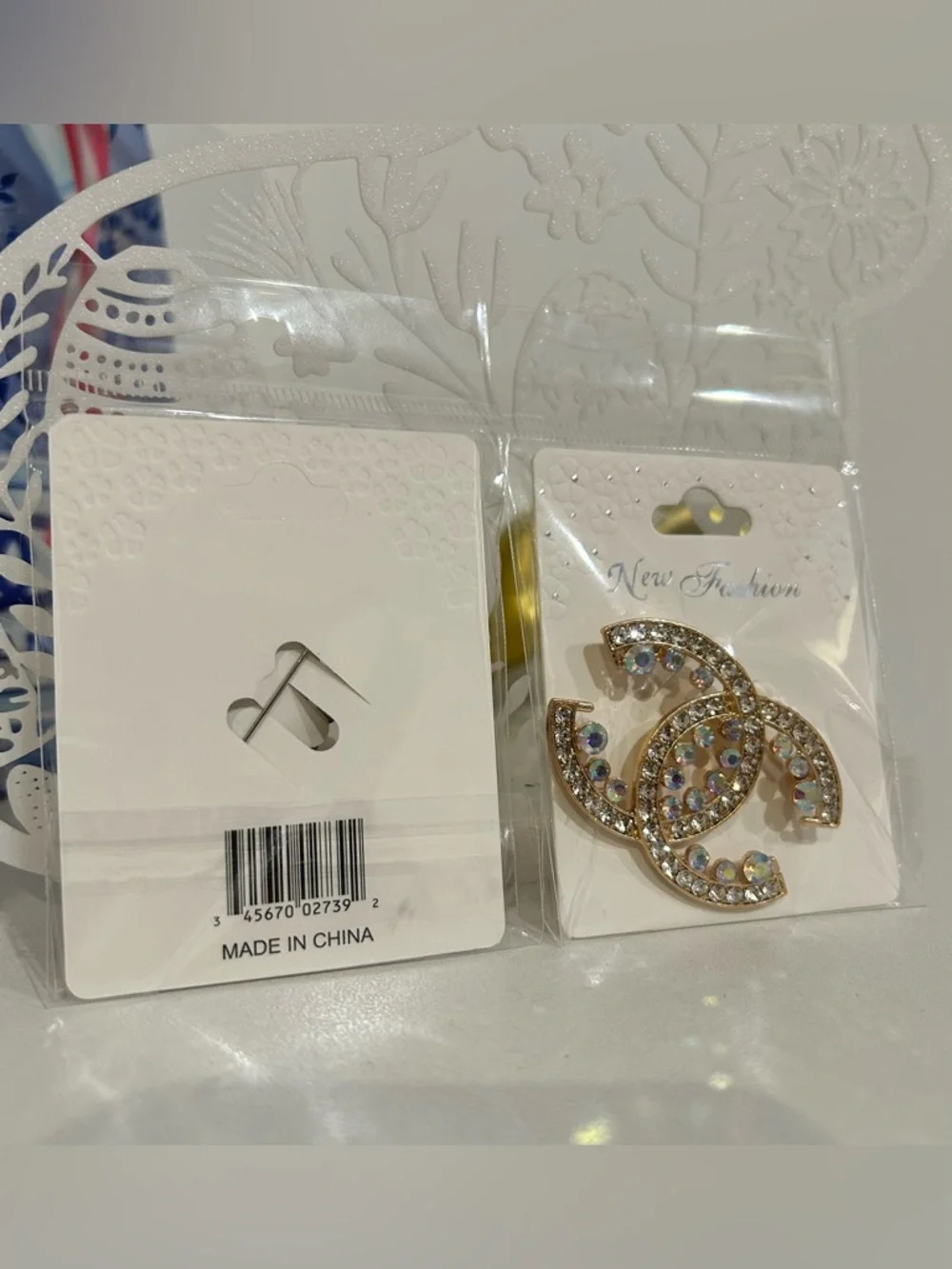 Crystal CC Statement Broach - Silver or Gold - Picture 3 of 3